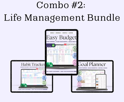 Combo #2 Life Management Pack: Habit Tracker + Goal Tracker + Finance Tracker